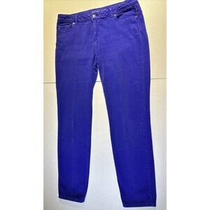 Michael Kors Straight Leg Jeans Mid Rise Stretch Blue/purple Denim Pants Sz 10